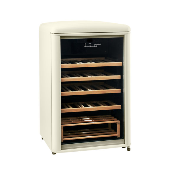 iio 30 Bottle Freestanding Retro Wine Cooler with Wooden Shelves Wayfair